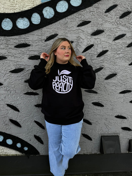 Just Peachy Crew-Black with Purple