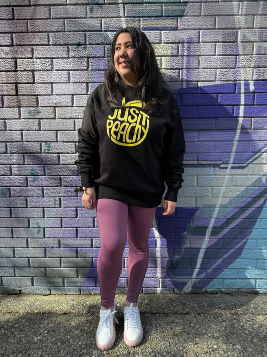 Just Peachy Crew-Black with Yellow