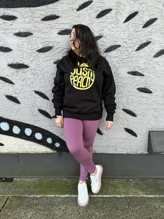 Just Peachy Crew-Black with Yellow