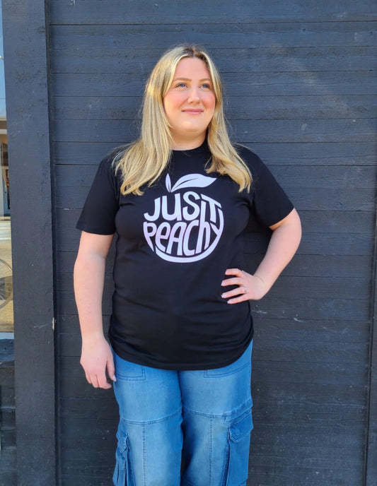 Just Peachy T-Shirt- Black with Purple