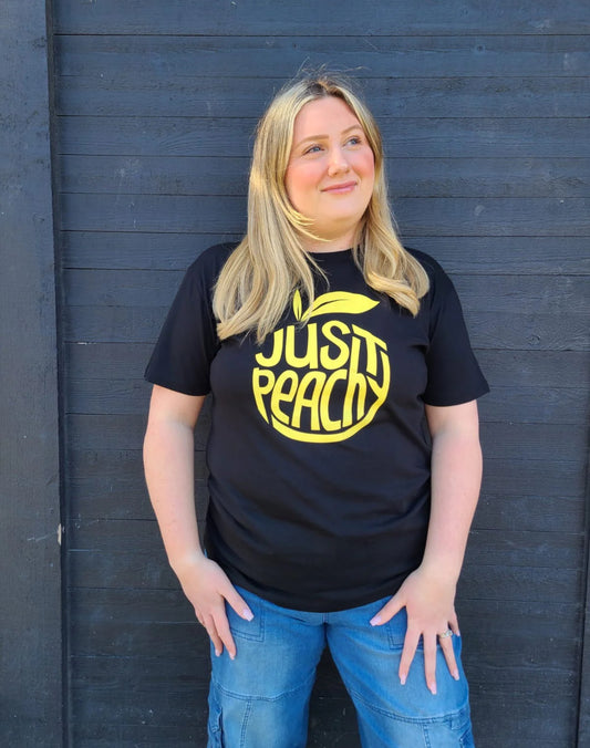 Just Peachy T-Shirt- Black with Yellow