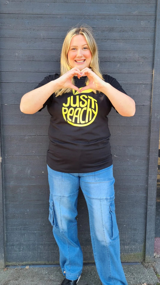 Just Peachy T-Shirt- Black with Yellow