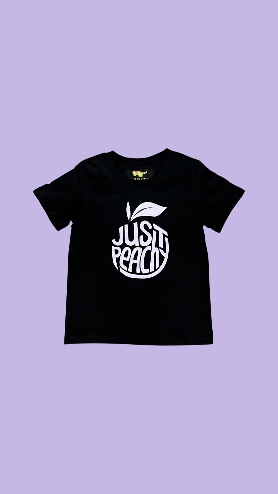 Just Peachy Kids T-Shirt- Black with Purple