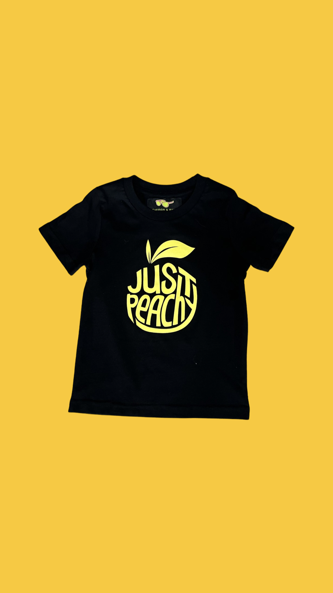 Just Peachy Kids T-Shirt- Black with Yellow